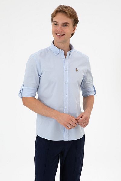 U.S. Polo Assn. Men's Light Blue Long Sleeve Shirt 50300223-Vr003