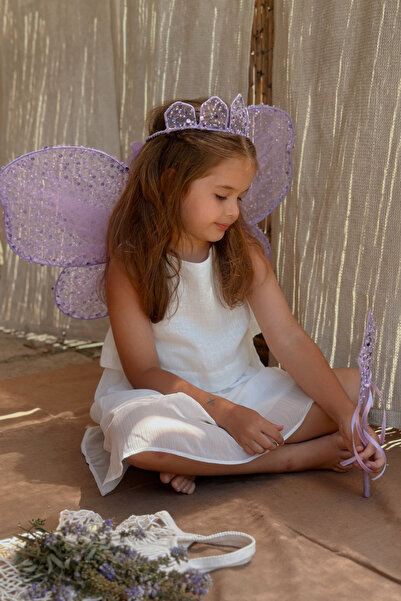 Le Mabelle Lilac Sequin Beaded 3-Piece Butterfly Wing Staff Crown Set