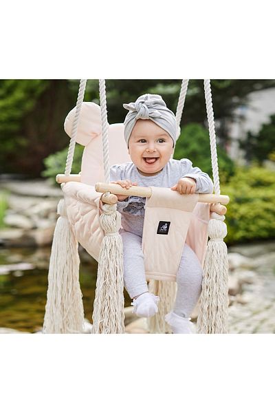 Babysteps by Urban Haul Swing for children and babies, Velvet, removable teddy bear pillow Dark Grey
