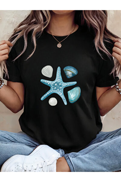 Sarah's Boutique Tricou de damă – 100% bumbac – OCEAN TROPICAL