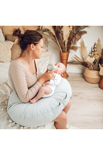 Babysteps by Urban Haul Perna pentru gravide si alaptare, catifea si umplutura antialergică, cu buzunare, Rose, BabySteps