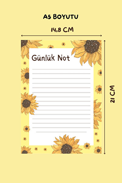 shop Sunflower Patterned A5 Notepad, Memo Pad, Note Paper, Notepad, Check List, School Notebook, Planner