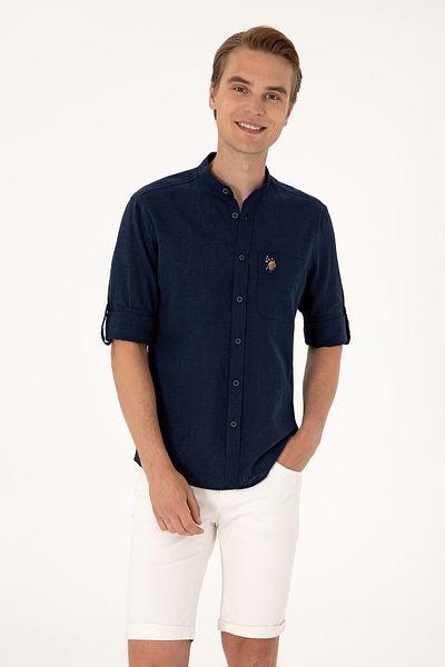 U.S. Polo Assn. Men's Navy Blue Long Sleeve Shirt 50300215-Vr033