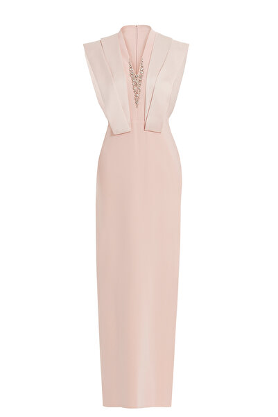 GİZİA Dantel Detaylı Seyyar Kuşaklı Pembe Elbise