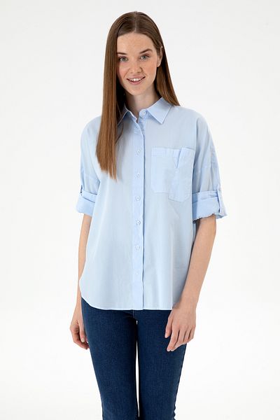 U.S. Polo Assn. Women's Light Blue Long Sleeve Shirt 50300096-Vr003