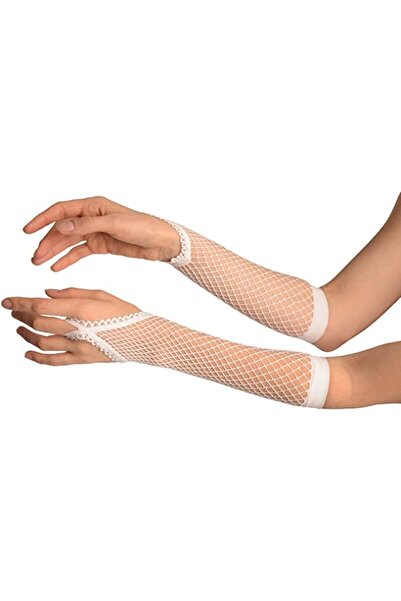 Skygo White Color Flip-Flop Mesh Knitted Gloves 26 cm
