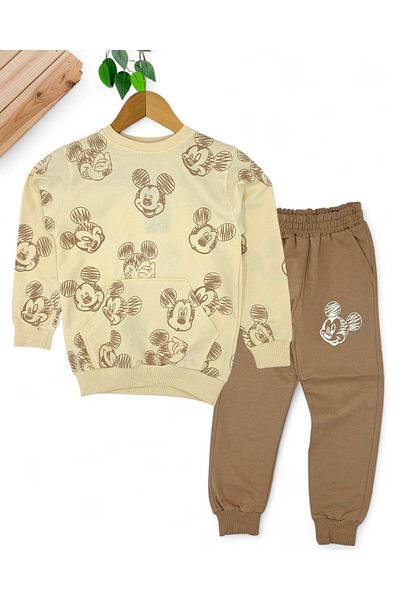 VOY KİDS Boys' Seasonal Mickey Printed 6-7-8-9-10 Years Old 2 Thread Tracksuit Set