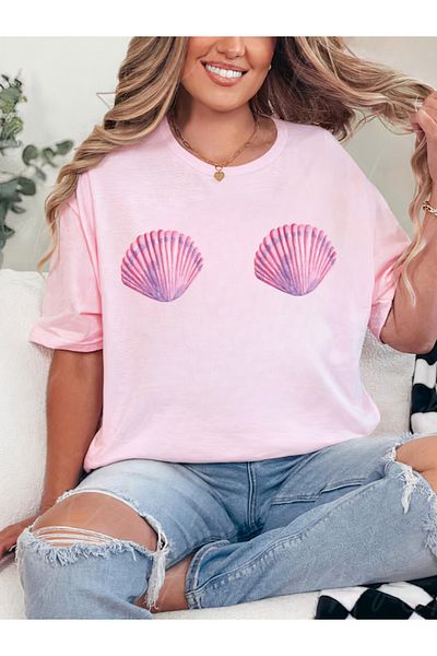 Sarah's Boutique Women's T-Shirt – 100% Cotton – SEASHELL TROPICAL