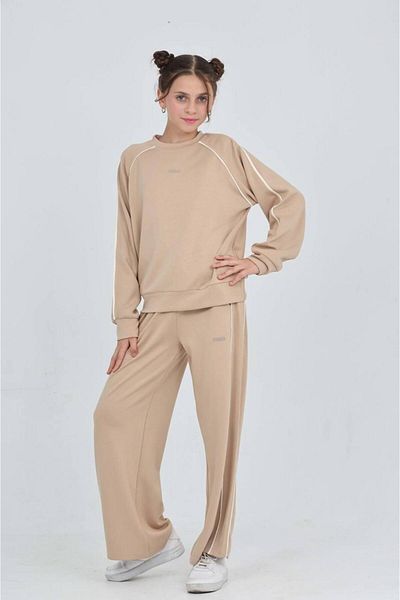 RAPAPA Girls Oversize Casual Long Sleeve Tracksuit Set 7085 Mink