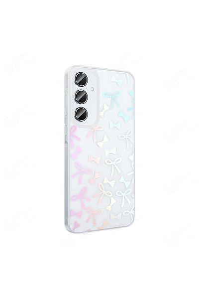 MRCİLETİSİM Samsung Galaxy A55 Case Transparent Bow Pattern Cover Folk