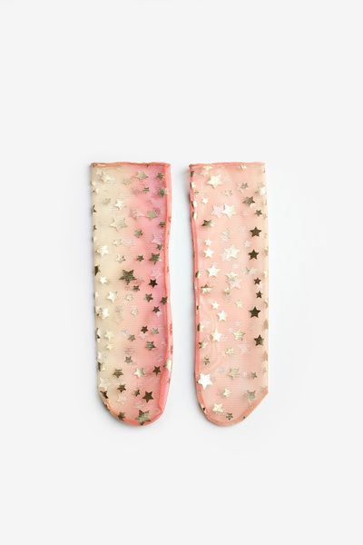 Le Mabelle Yellow Little Star Detailed Girl's Tulle Socks