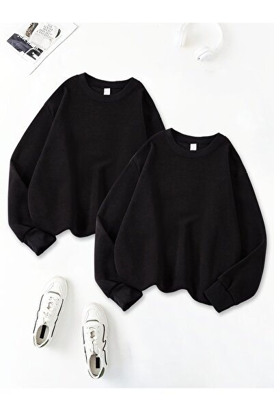 uyguntarz Unisex Unprinted Solid Color Crew Neck