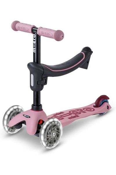 Micro Mini Deluxe Rock & Go LED Dusty Rose | Deluxe Rock Scooter for Kids | Kids Scooter Deluxe Rock