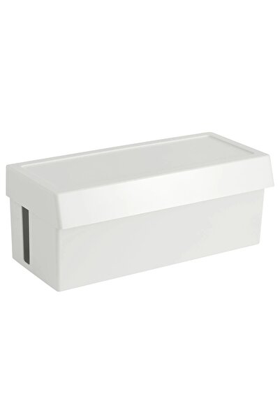IKEA Kapaklı Kablo Düzenleme Kutusu 32x14x12 Cm Plastik Kablo Düzenleyici Organizer Beyaz