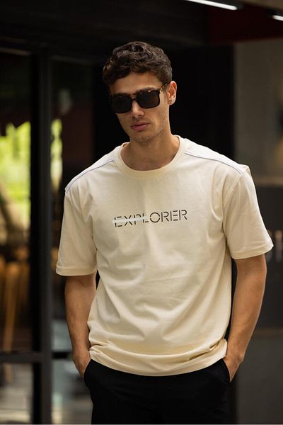Gerekli Men T-Shirt Oversize 100% Cotton Casual Fit T-Shirt