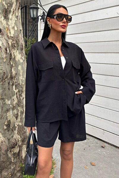 Genel Markalar Gömlek ve Şort Flamlı Keten Takım 10130 R9-E-K2