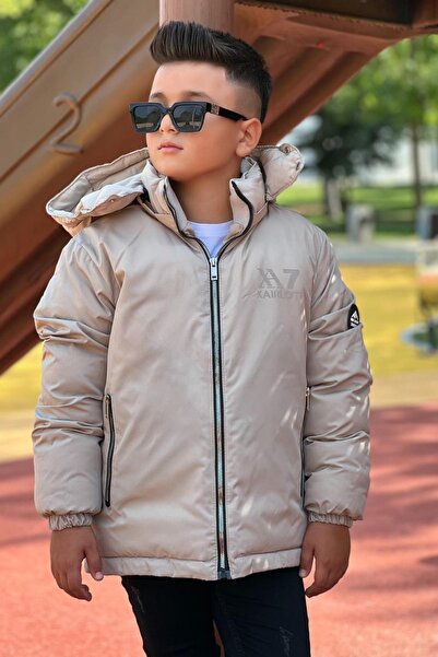 Pina Kids Erkek Çocuk Çıkarılabilir Kapüşonlu Baskılı Yakası Detaylı Kışlık Mont KM3501