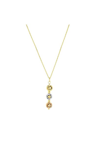 Koçak 14 Ayar Işıltılı Tasarım Üç Renkli Altın Kolye