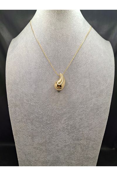 Han Ticarethane Gold Color Drop Model Steel Necklace