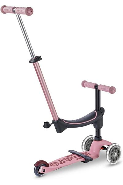 Micro Mini Deluxe Rock & Go LED Dusty Rose | Deluxe Rock Scooter for Kids | Kids Scooter Deluxe Rock