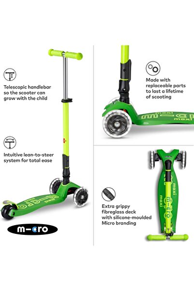 Micro Scooters | Maxi Deluxe Foldable Children's Scooter | Big Wheels | Handlebar Adjustable |