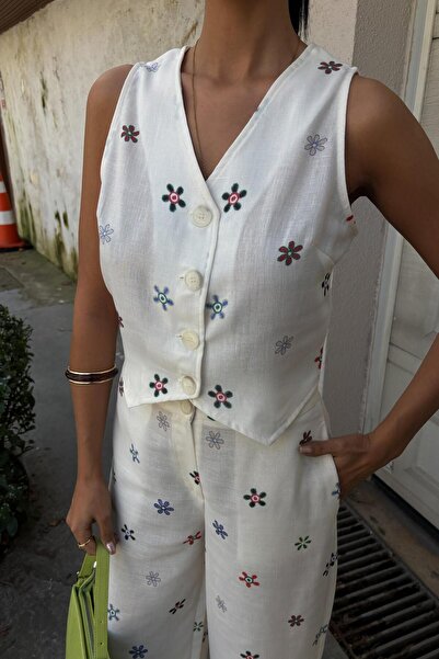 Lijuri Floral print hem waterway linen set 10147 r8-e-k4