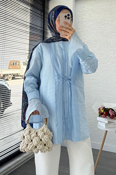 MELEK ARAZ Туніка з зав'язкою спереду – синя