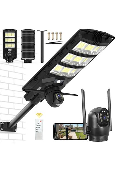 Brivoo® LED Solar Lamp 450W with 4G Surveillance Camera, IP65, Waterproof and Dustproof
