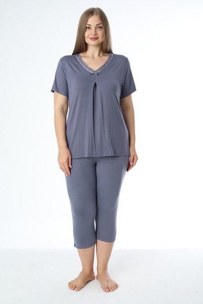 Cotpark Women's Plus Size Viscose Lycra Fabric Short Sleeve Bottom-Top Capri Suit 14524