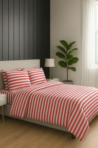 MixCotton Home Double Cotton/Satin Duvet Cover Set Fitted Sheet + Duvet Cover + 2 Pillowcases