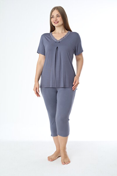 Cotpark Women's Plus Size Viscose Lycra Fabric Short Sleeve Bottom-Top Capri Suit 14524