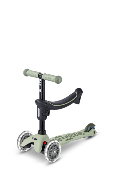 Micro Mini Deluxe Rock & Go LED Olive Sage | Deluxe Rock Scooter for Kids | Kids Scooter Deluxe Rock