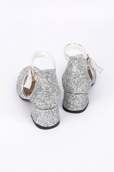 Le Mabelle Silver Glitter Heeled Girl's Shoes