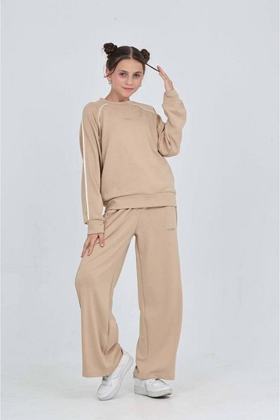 RAPAPA Girls Oversize Casual Long Sleeve Tracksuit Set 7085 Mink