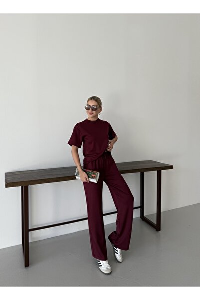 Femira Magaza Women's Modal Fabric Short Sleeve High Waist Tracksuit Set