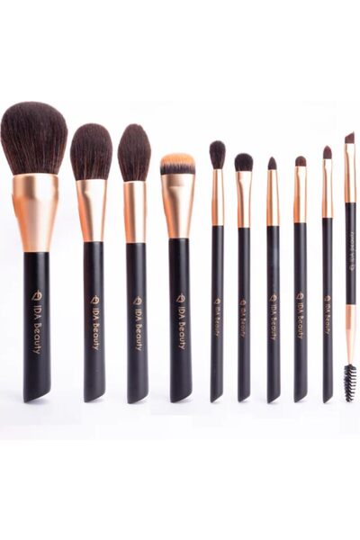 IDA Beauty مجموعة فرش مكياج احترافية - ١١ قطعة | نباتية، حلال، وخالية من القسوة
