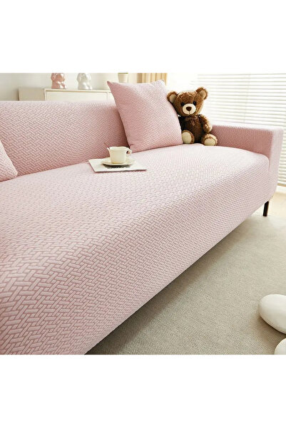 uzhanem 3+3+1+1 Streç Lastikli Esnek Yıkanabilir Jakarlı Koltuk Örtüsü Takımı – tuğla Desen Koltuk Kılıfı