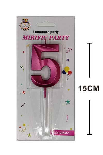SDX Market Cake candle, number 5, Metallic pink, 15 cm