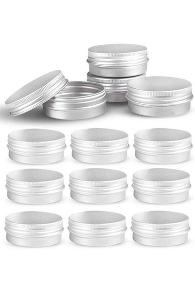 Generic Round Aluminum Metal Tin Storage, 9 Pcs Jar Containers with Secure Sc...