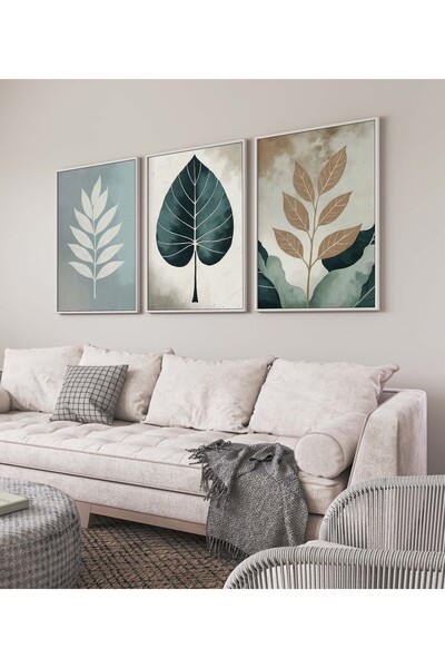 bestablo renk katan detaylar Set de pictură pe lemn cu flori decorative înrămate din 3 piese, decorațiuni pentru casă