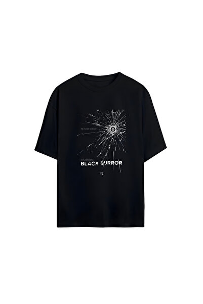 GraffTee تي شيرت قطن كبير الحجم للجنسين من بلاك ميرور