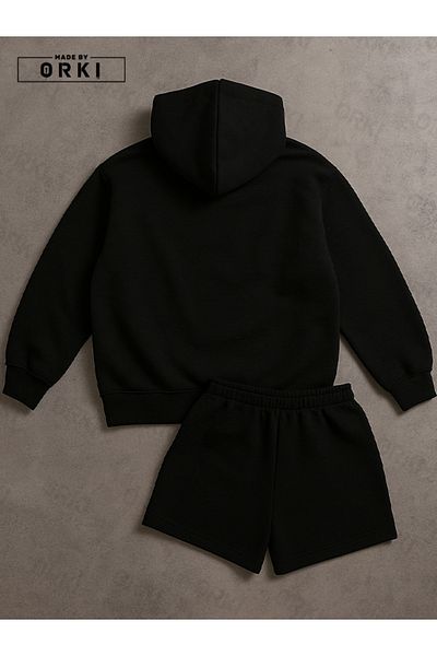 EFFRENATU Trust Issue Printed Oversize Black Hoodie & Black Shorts Set – the Most Comfortable of Unisex Fashion