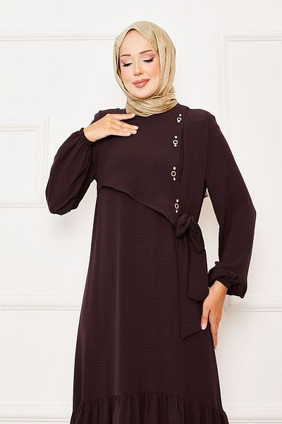 EBRUTESETTÜR Front Tie Dress with Aller and Stone Detail