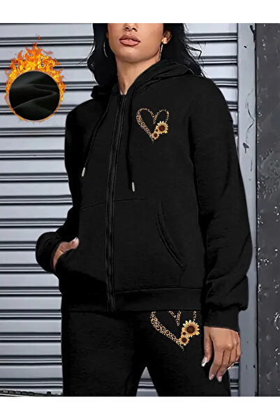 HOFFNUNG Σετ αθλητικής φόρμας Full-Zip FULL HOODIE Γυναικεία με κουκούλα COLORED HEART oversized με λαστιχένια πόδια