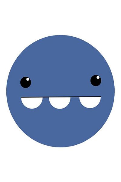 Generic RKN Funny Face Printed Fridge Magnet Blue/White