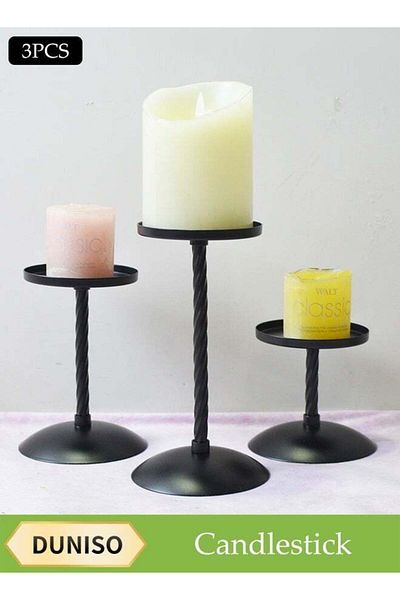 Generic DUNISO 3 Pcs Candle Holders,Cylindrical Candle Holderï¼ŒSimple Retro Matte Finishï¼ŒIron Column Thr