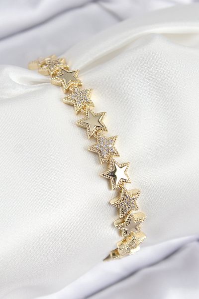 Clariss Vip Brass Zircon Stone Star Model Gold Color Women's Bracelet