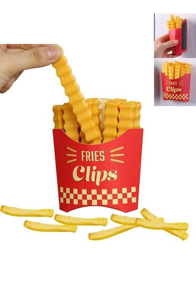 Generic 12 Pieces Fries Clips Fridge Magnet, Shaped Bag Clips to Seal Opened ...
