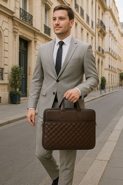 Moda West Premium Quilted Pattern Briefcase File Computer Bag Compatible with 15" & 16" Inch Laptop Notebook Tablets