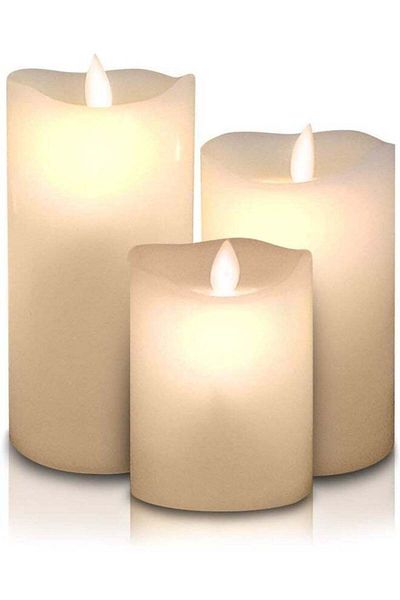 Generic Flames Candles - Realistic LED Dancing Flame Light - Indoor and Outdoor Moving Wick - 3 Pillar Unsc